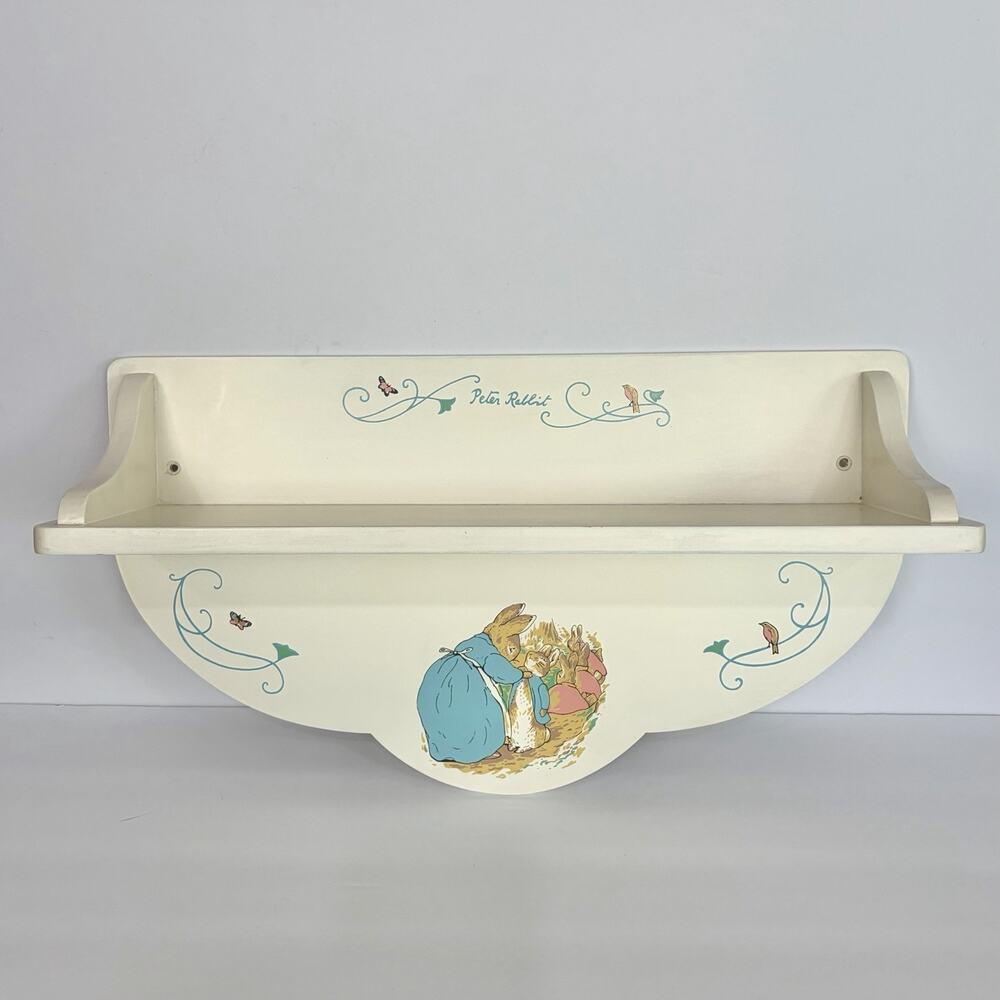 VTG Eden Gift Beatrix Potter Peter Rabbit Nursery Wooden Wall Hanging Book Shelf